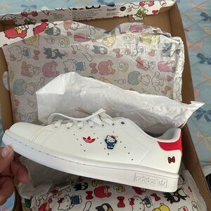Adidas White Sneakers with Hello Kitty Design